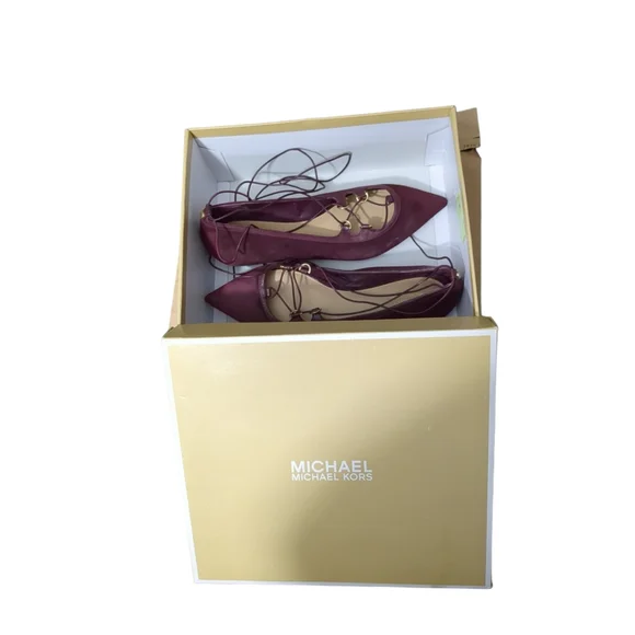 Michael Kors Lace Up Tabby Flats in Burgundy Suede Dark red size 8 - Picture 15 of 15